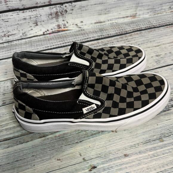 Vans Classic Slip-On Checkerboard Black Gray Skate Shoes M5.5-W7 - Picture 1 of 4